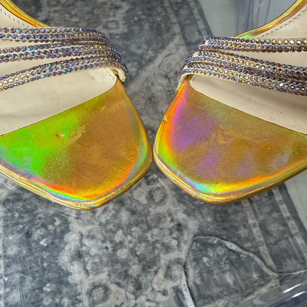 Betsey Johnson Gold Iridescent Strappy Heels - Picture 6 of 10